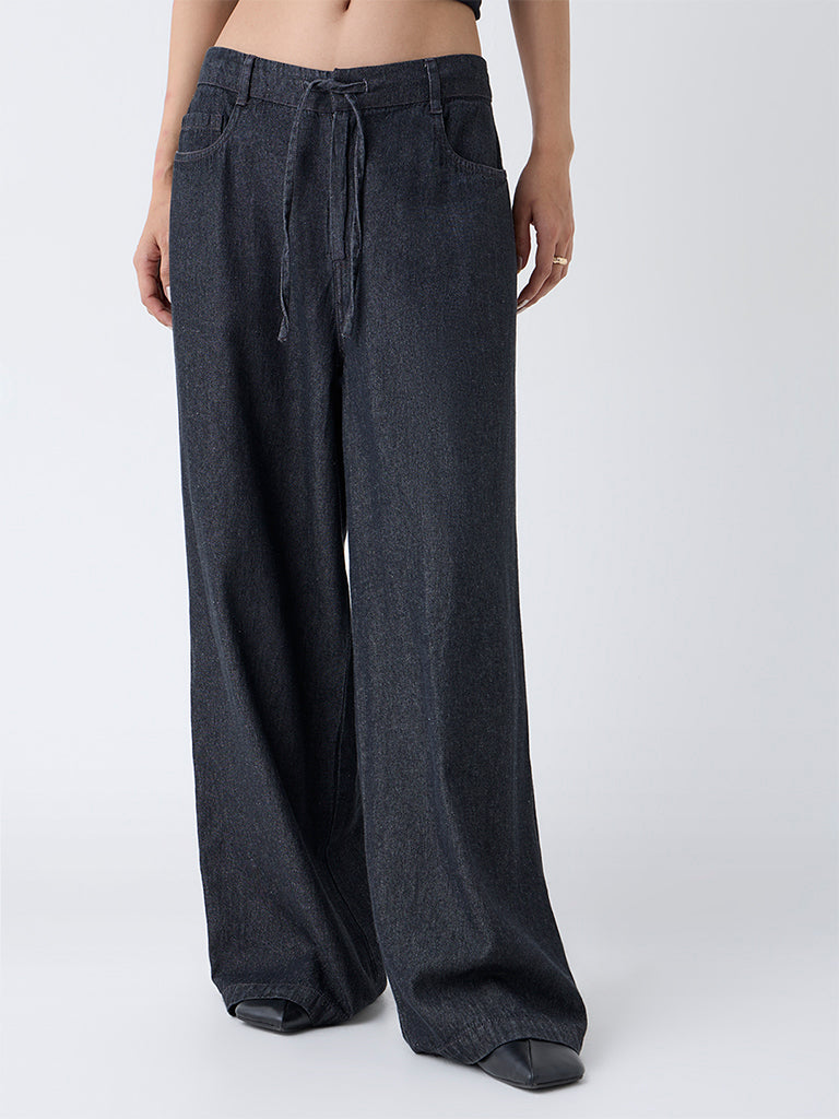 LOV Dark Grey High-Rise Denim Trousers