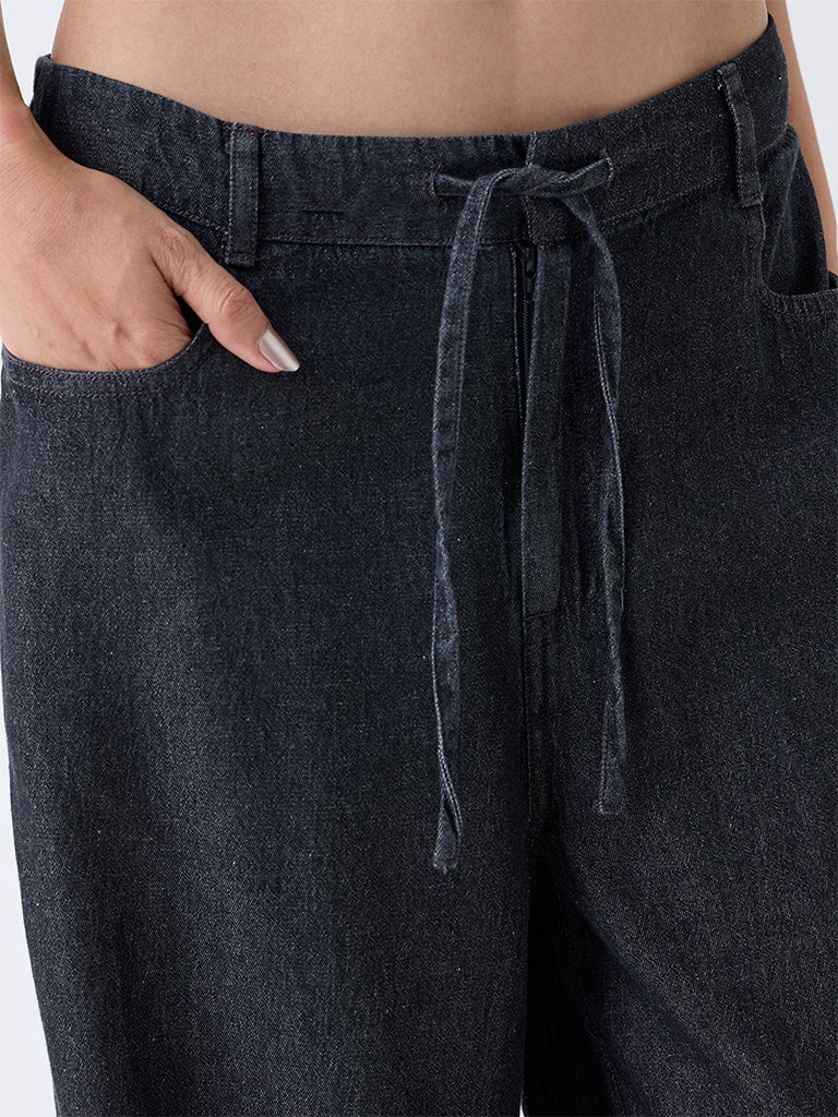 LOV Dark Grey High-Rise Denim Trousers