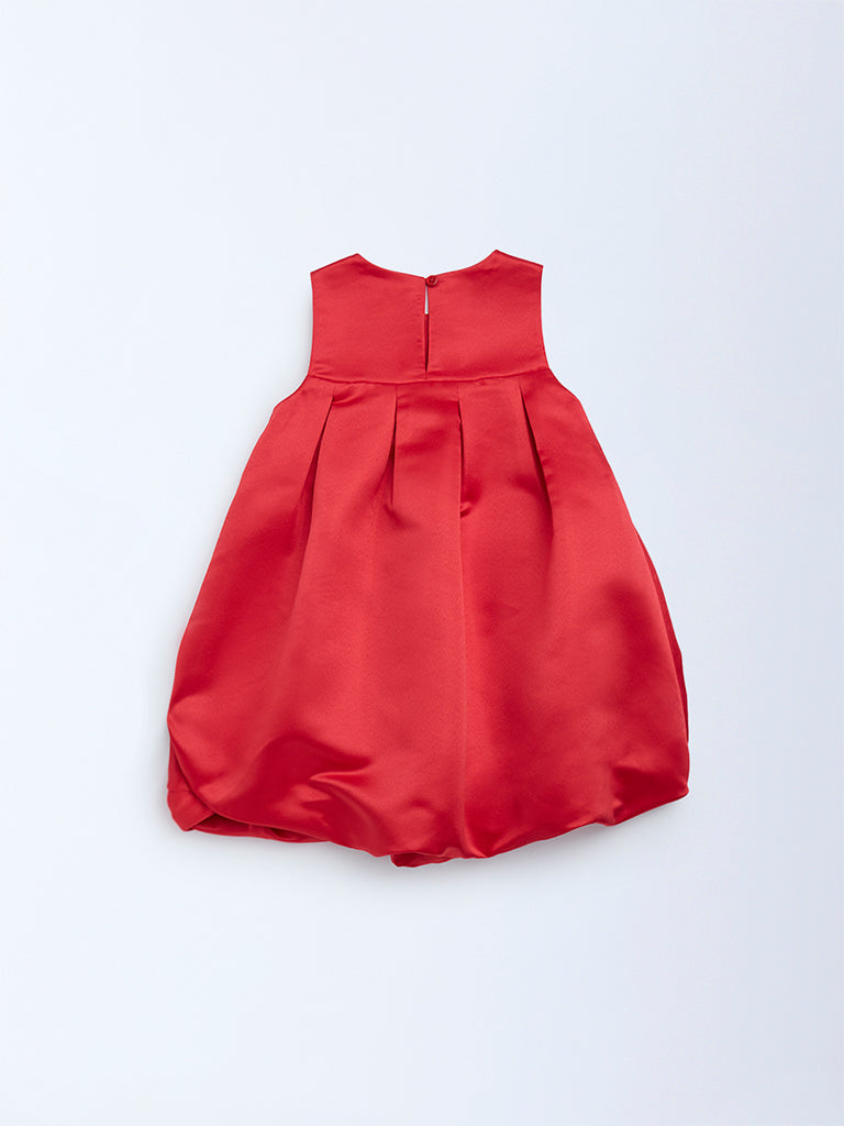 HOP Kids Girls Red Satin Balloon Dress