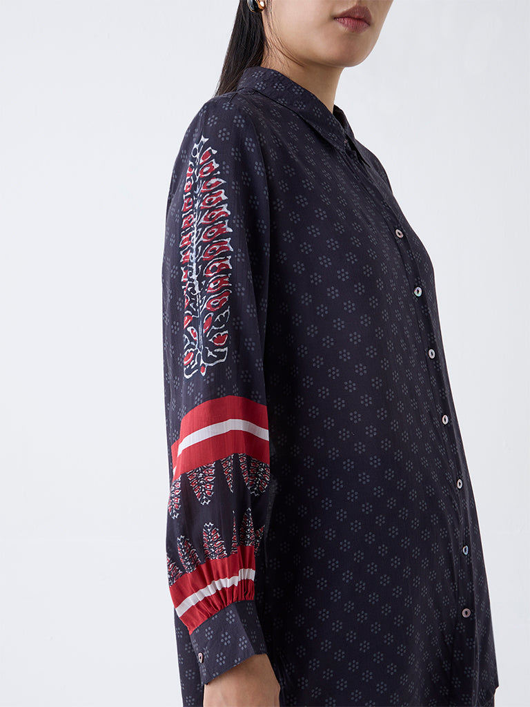 Utsa Black Printed Tunic