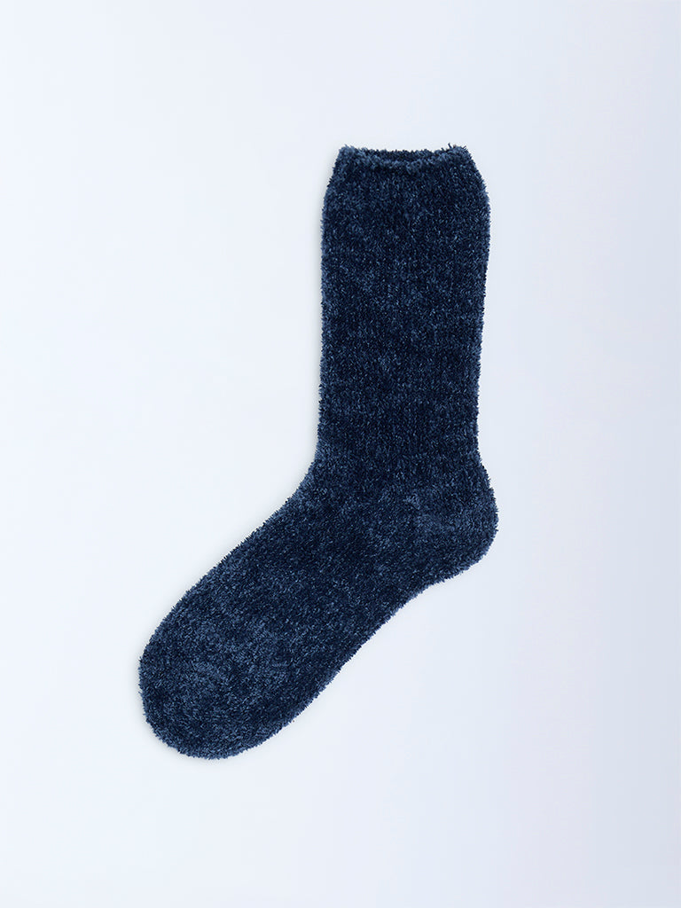 Wunderlove Navy Chenille Fuzzy Socks