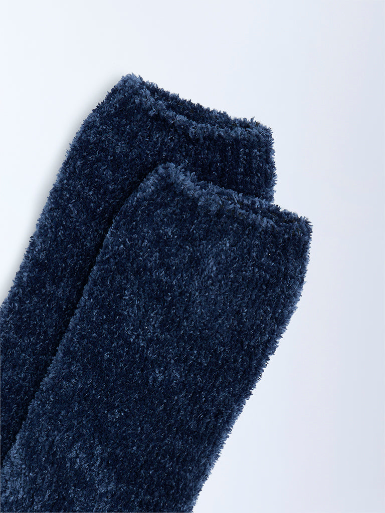 Wunderlove Navy Chenille Fuzzy Socks