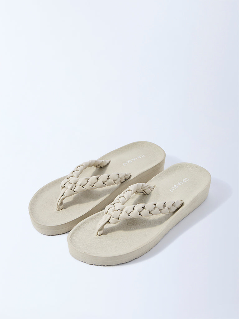 LUNA BLU Ivory Braided Flip-Flops