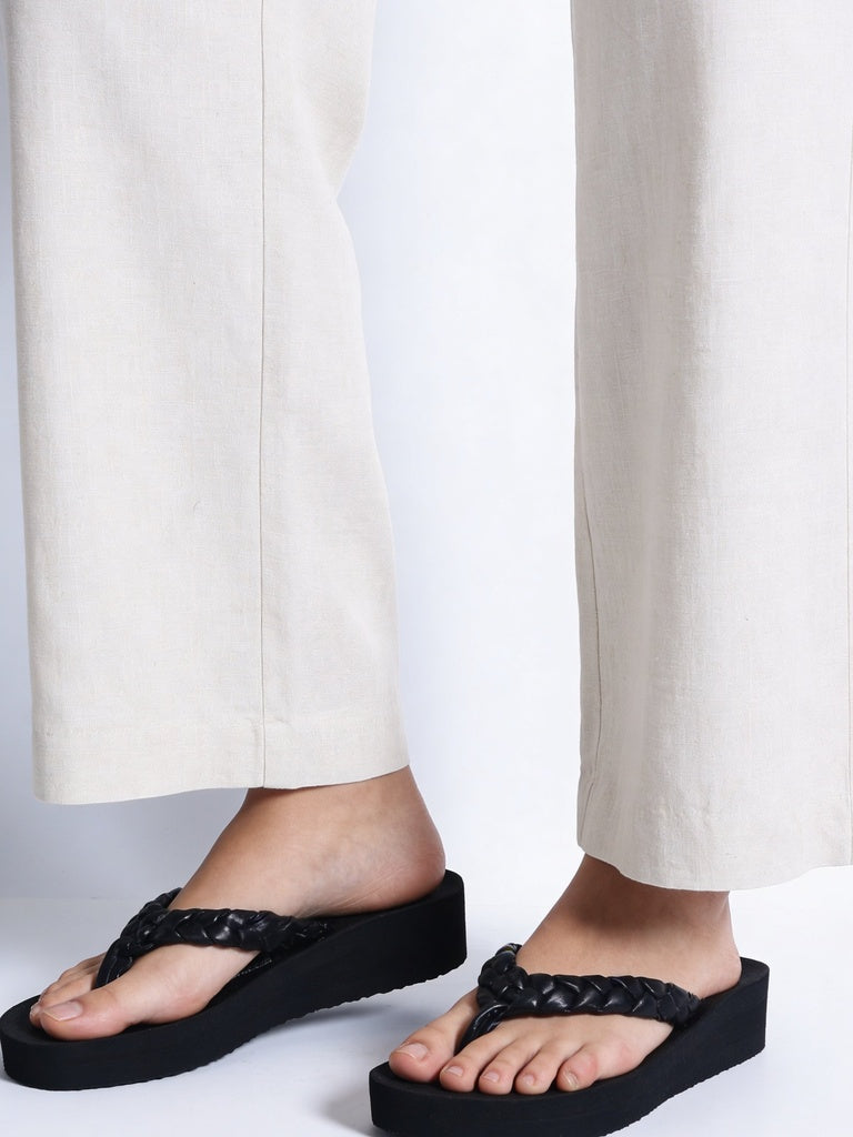 LUNA BLU Black Braided Comfort Flip-Flops