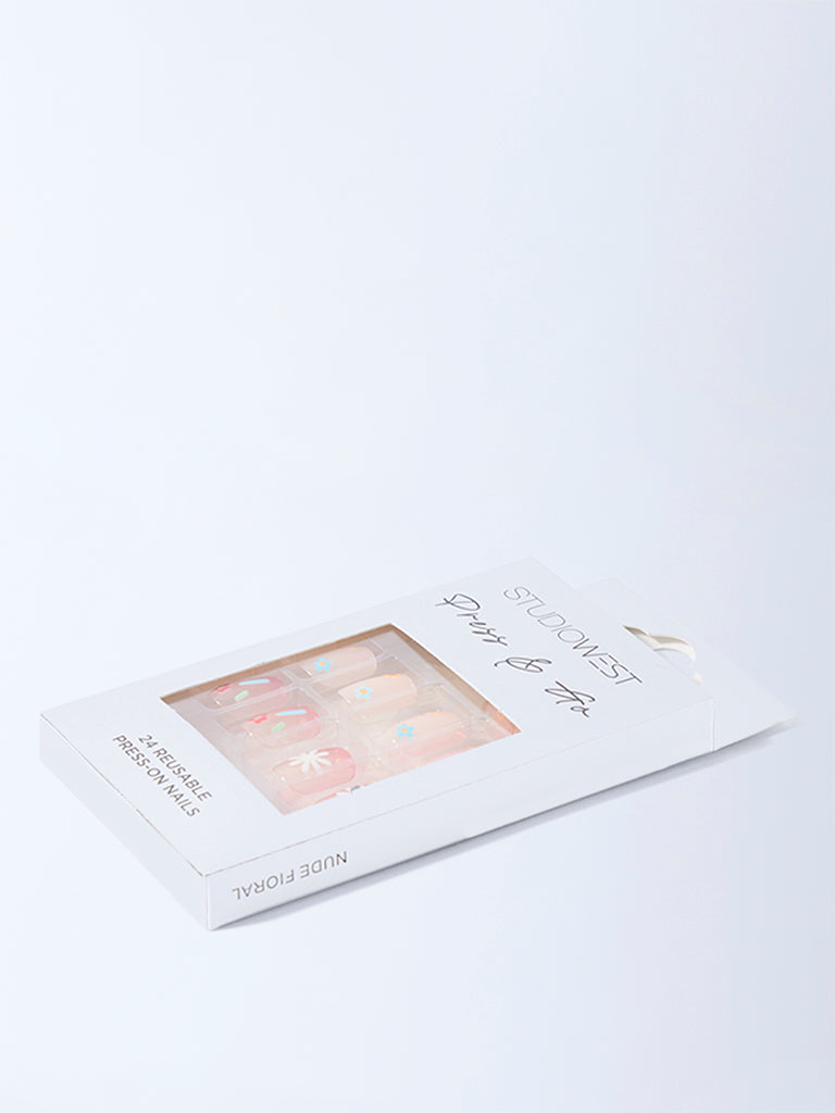 Studiowest Nude Floral Press-On Nail Set