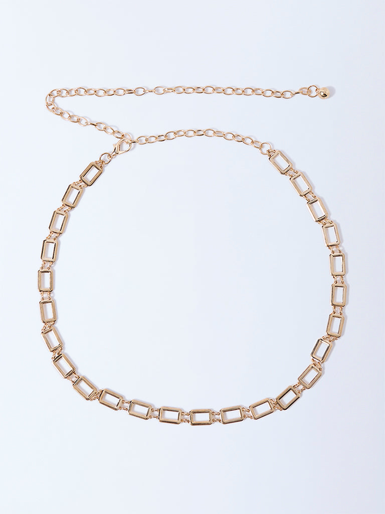Westside Accessories Gold Rectangular Ring Belt