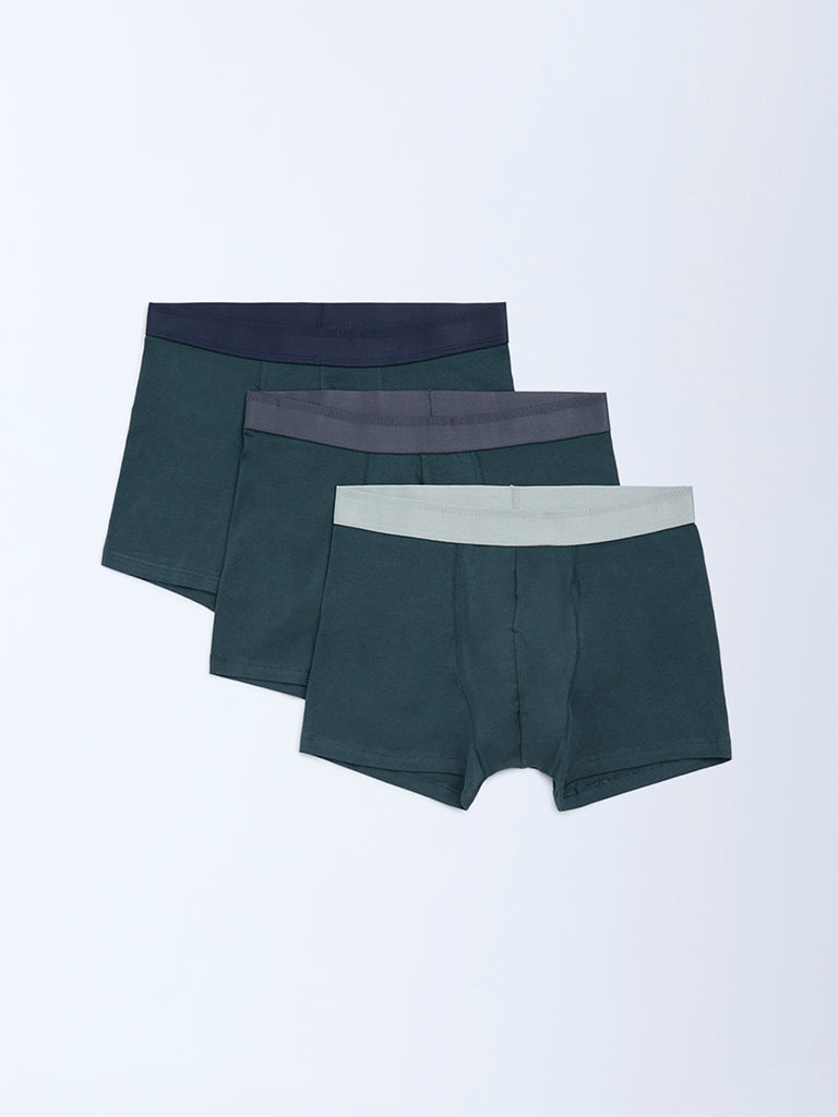 WES Lounge Black Cotton Trunks - Pack of 3