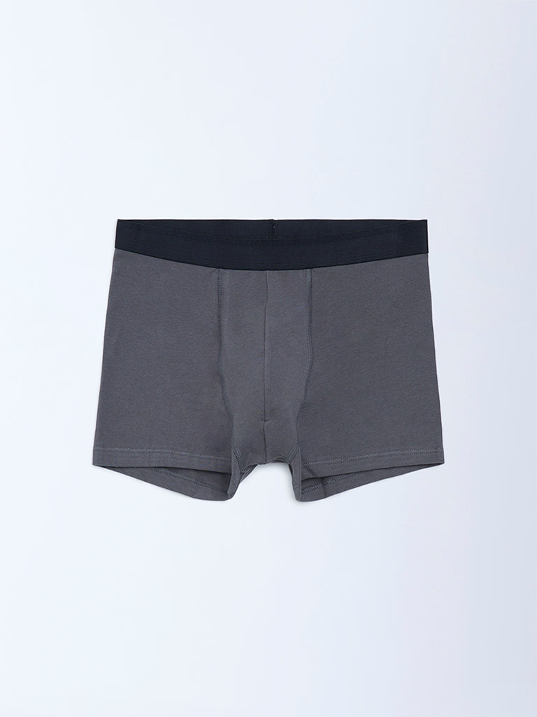 WES Lounge Dark Grey Cotton Trunks - Pack of 3
