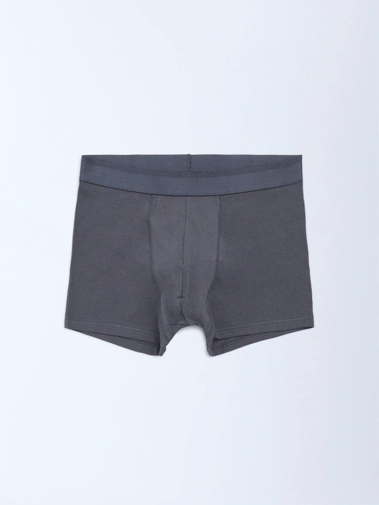 WES Lounge Dark Grey Cotton Trunks - Pack of 3