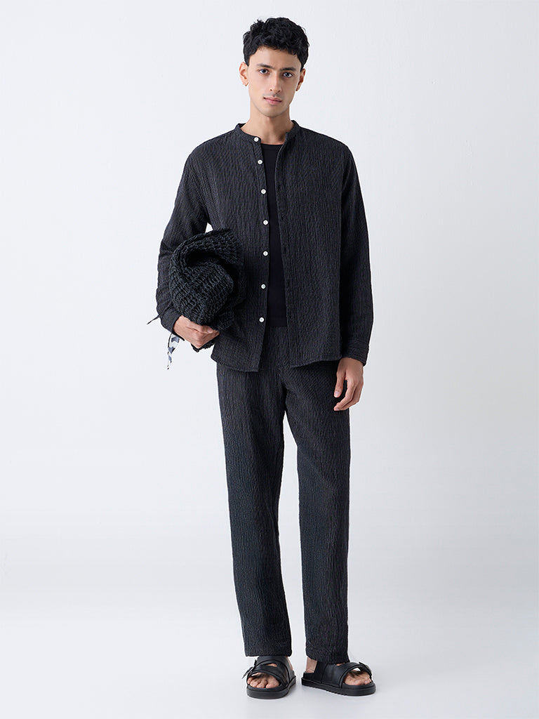 ETA Black Relaxed-Fit Mid-Rise Cotton Pants