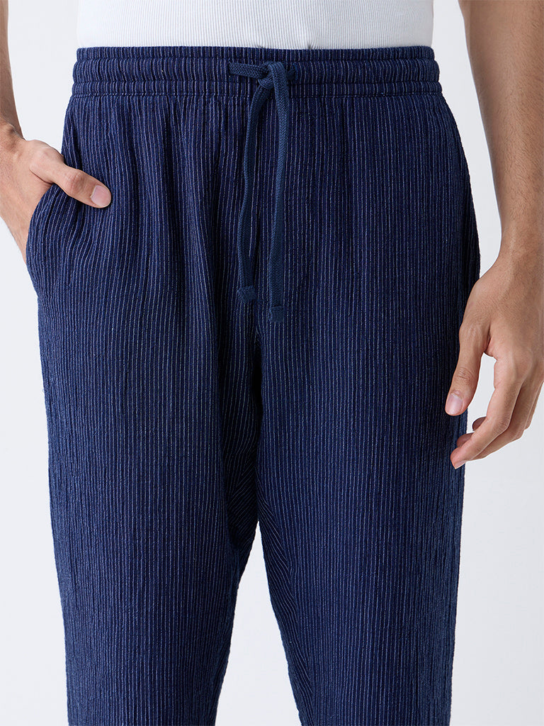 ETA Navy Relaxed-Fit Mid-Rise Cotton Pants
