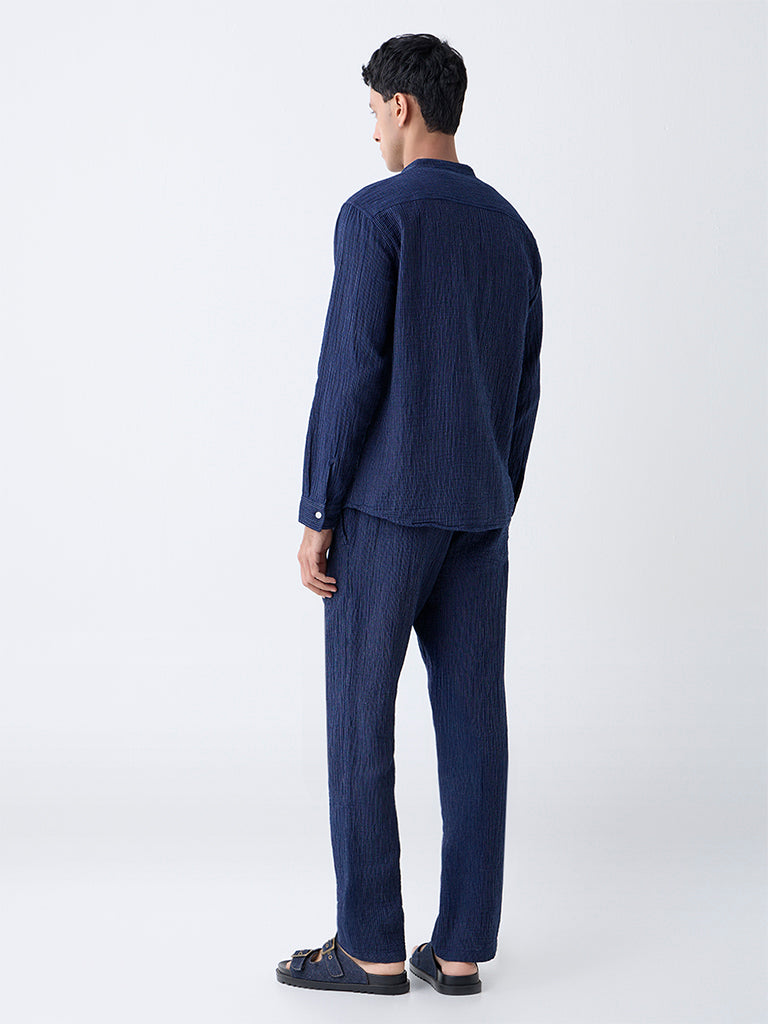 ETA Navy Relaxed-Fit Mid-Rise Cotton Pants