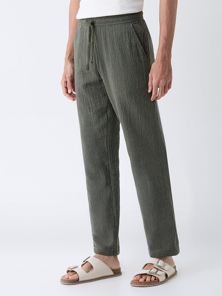 ETA Olive Relaxed-Fit Mid-Rise Cotton Pants
