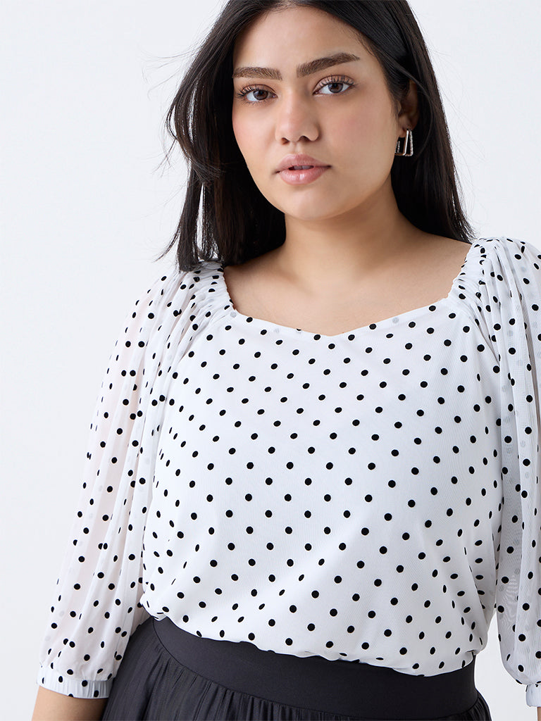 Gia White Polka Dotted Top