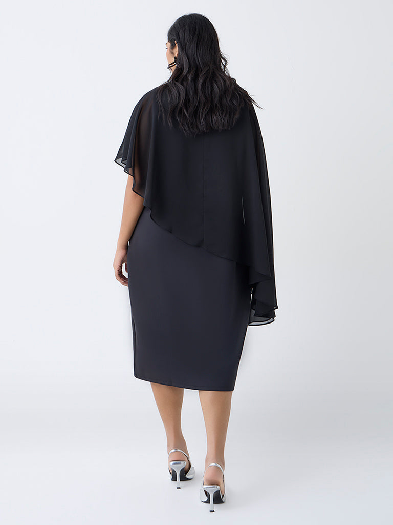 Gia Black Mesh Overlay A-Line Dress