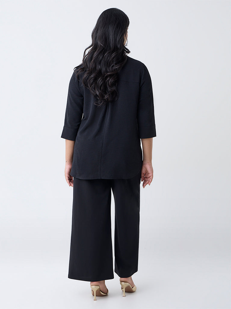 Gia Black Solid Mid-Rise Pants