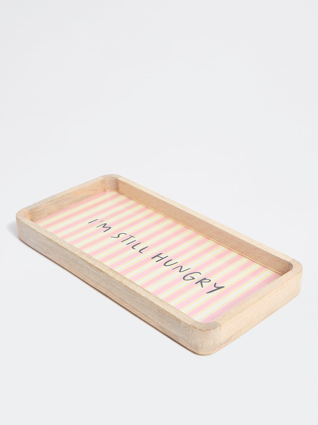Westside Home Pink Stripe Pattern Wooden Tray