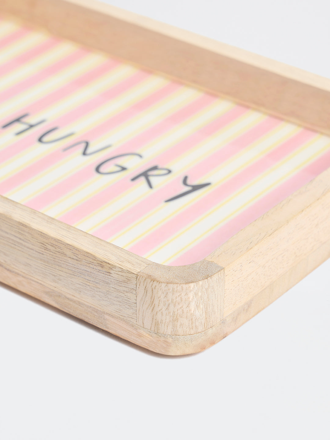 Westside Home Pink Stripe Pattern Wooden Tray