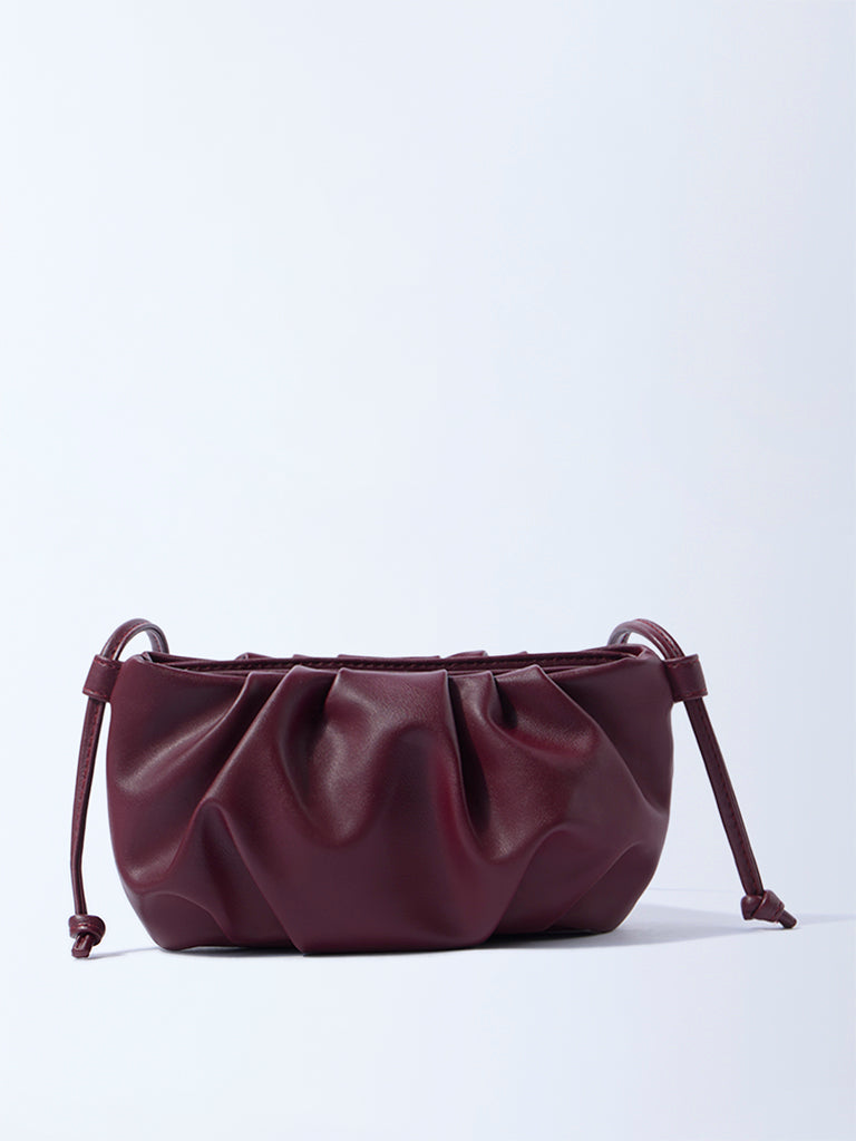 Westside Burgundy Pleated Sling Bag