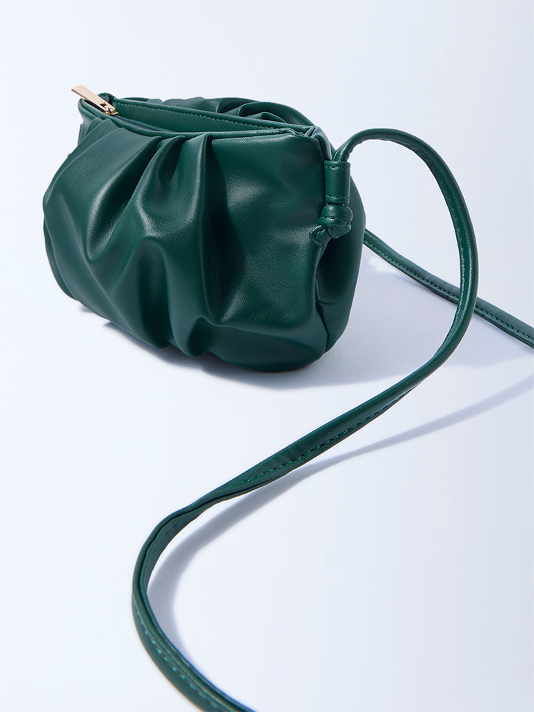 Westside Green Pleated Sling Bag