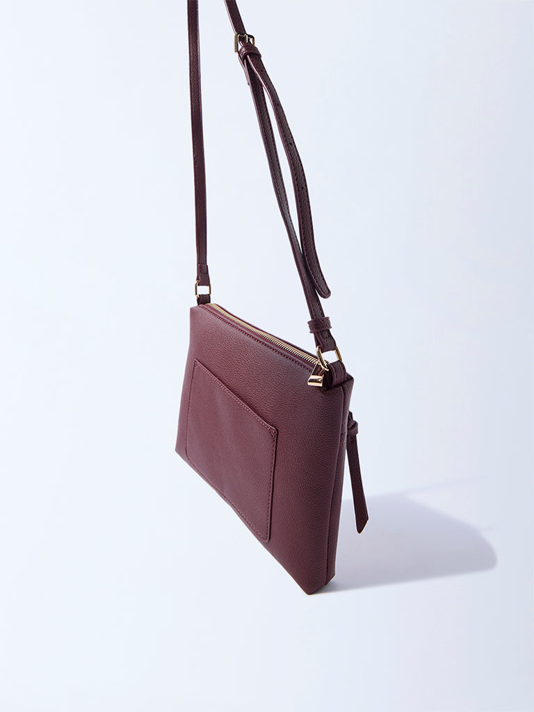 Westside Burgundy Textured Sling Bag