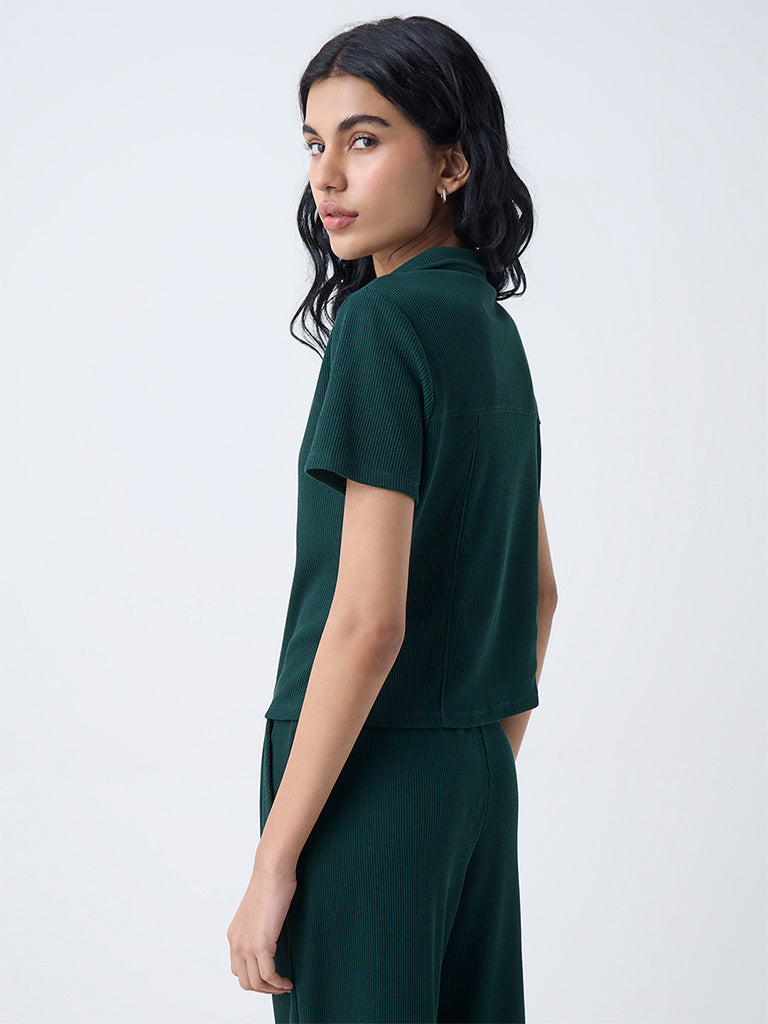 Superstar Green Waffle-Textured Shirt