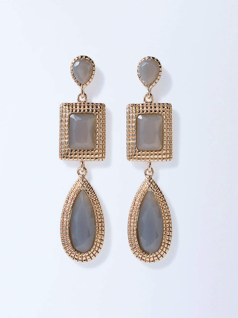 Westside Accessories Gold and Grey Dangler Earrings