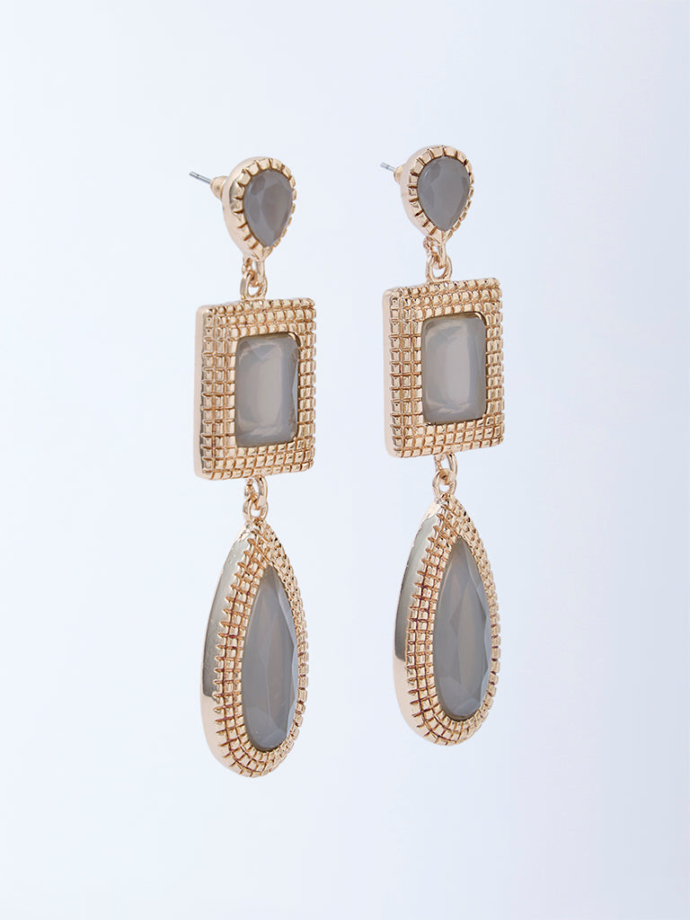Westside Accessories Gold and Grey Dangler Earrings