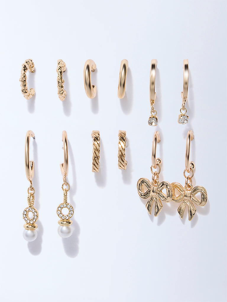 Westside Accessories Gold Assorted Hoop Earrings - Pack of 6