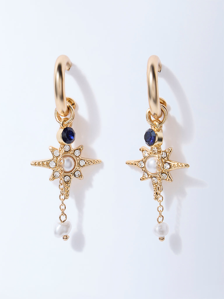 Westside Accessories Gold Celestial Charm Hoop Earrings