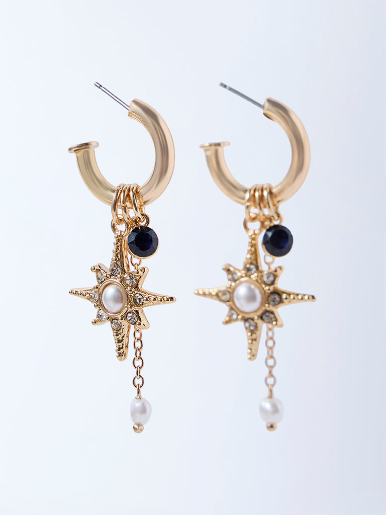 Westside Accessories Gold Celestial Charm Hoop Earrings