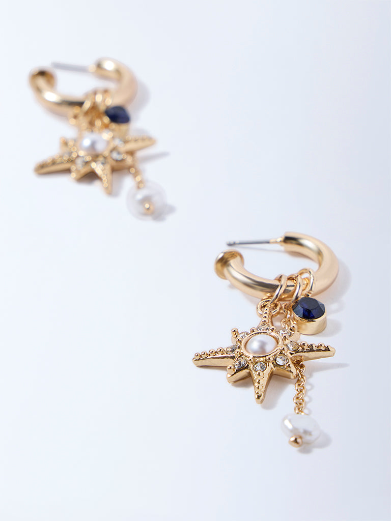 Westside Accessories Gold Celestial Charm Hoop Earrings