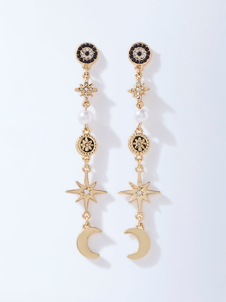 Westside Accessories Gold Celestial Long Earrings