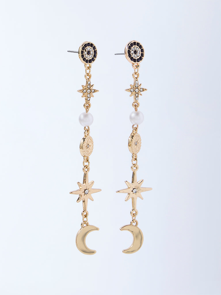 Westside Accessories Gold Celestial Long Earrings