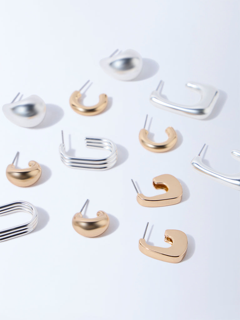Westside Accessories Gold and Silver Assorted Hoop Earrings - Pack of 6