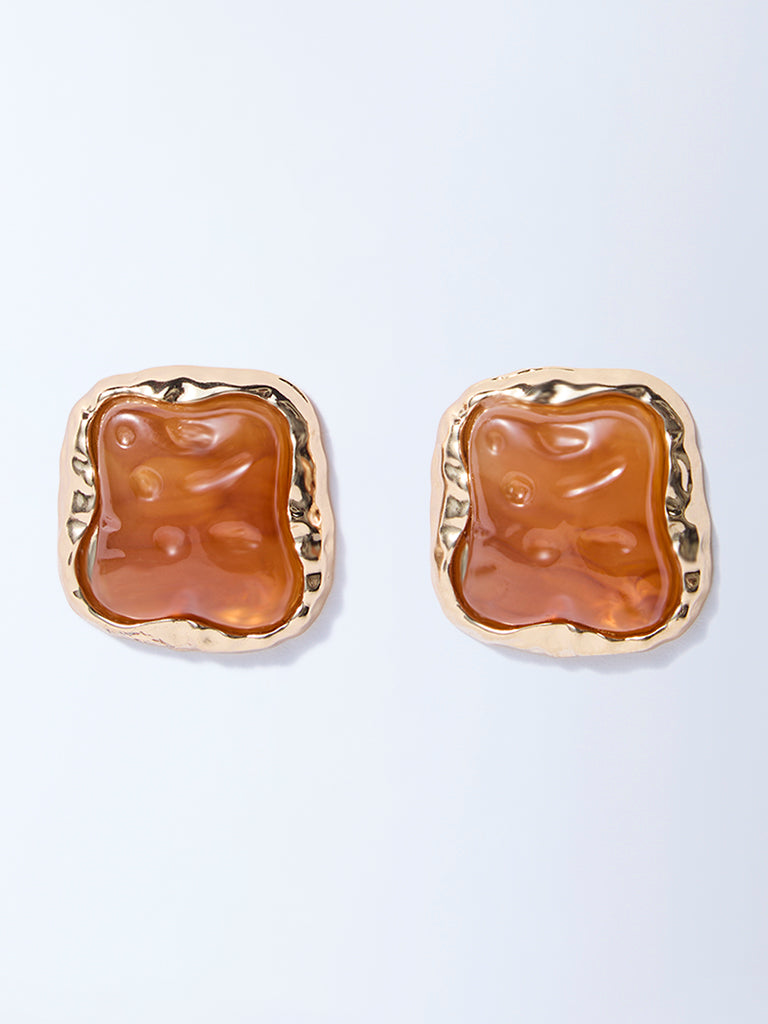 Westside Accessories Amber Resin Statement Stud Earrings