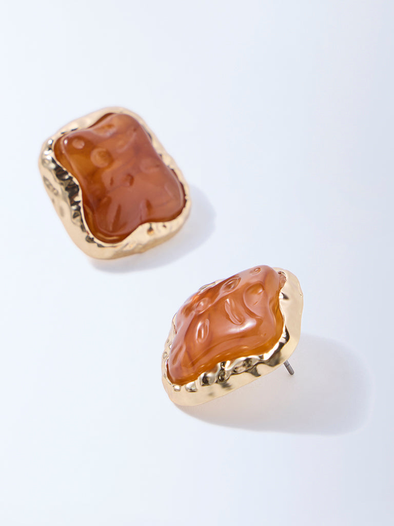 Westside Accessories Amber Resin Statement Stud Earrings