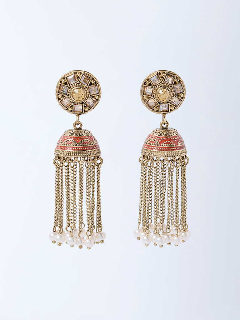 Westside Accessories Gold Embellished Jhumka Earrings