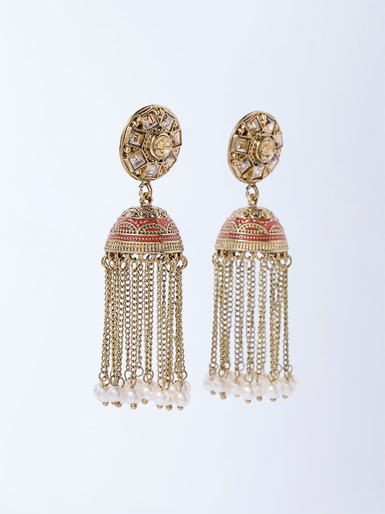 Westside Accessories Gold Embellished Jhumka Earrings