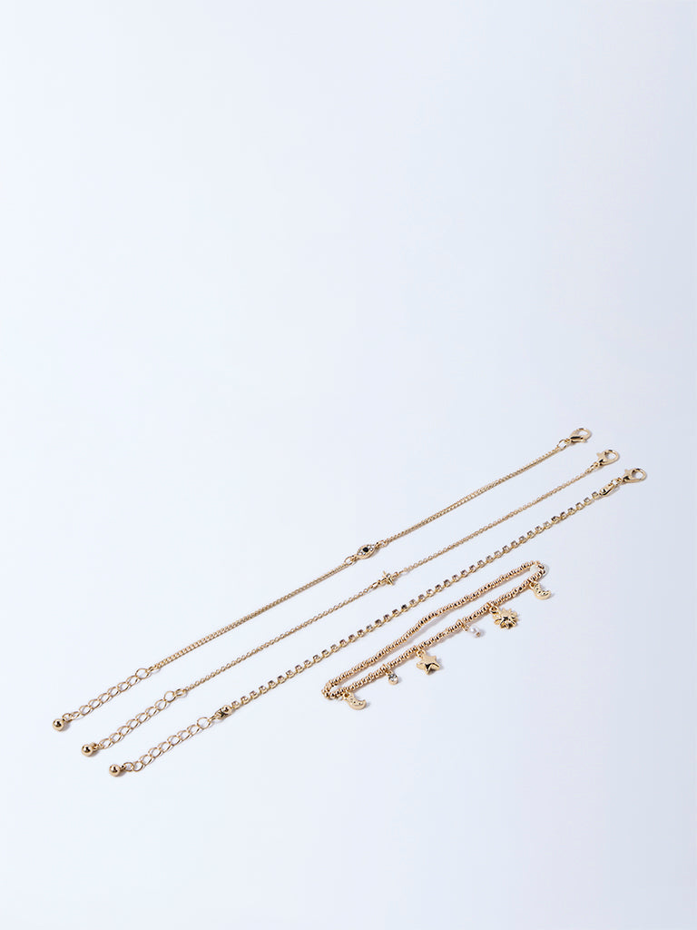 Westside Accessories Gold Celestial Stack Bracelet - Pack of 4