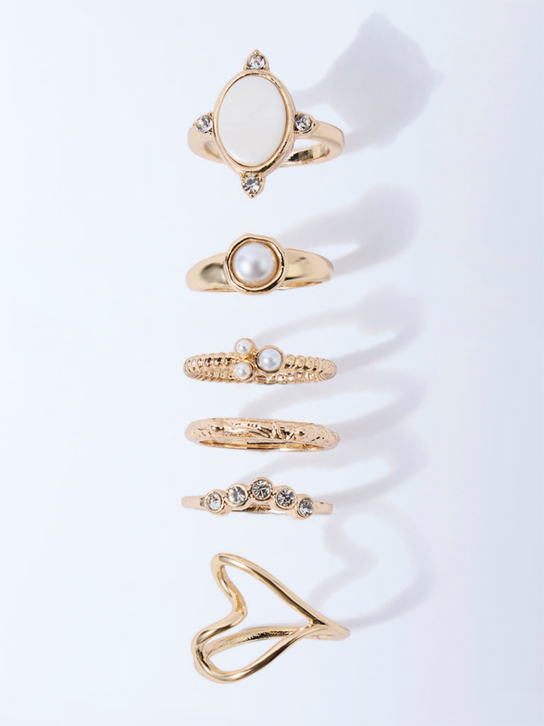 Westside Accessories Gold Assorted Rings - Pack of 6