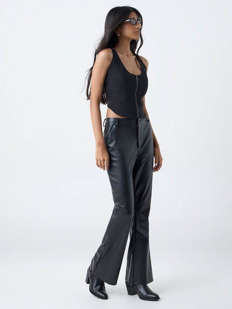 Nuon Black Corset-Style Top