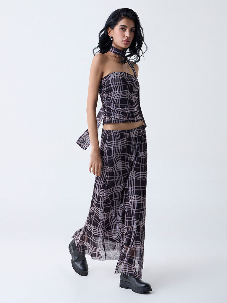 Nuon Charcoal Checkered Tube Top