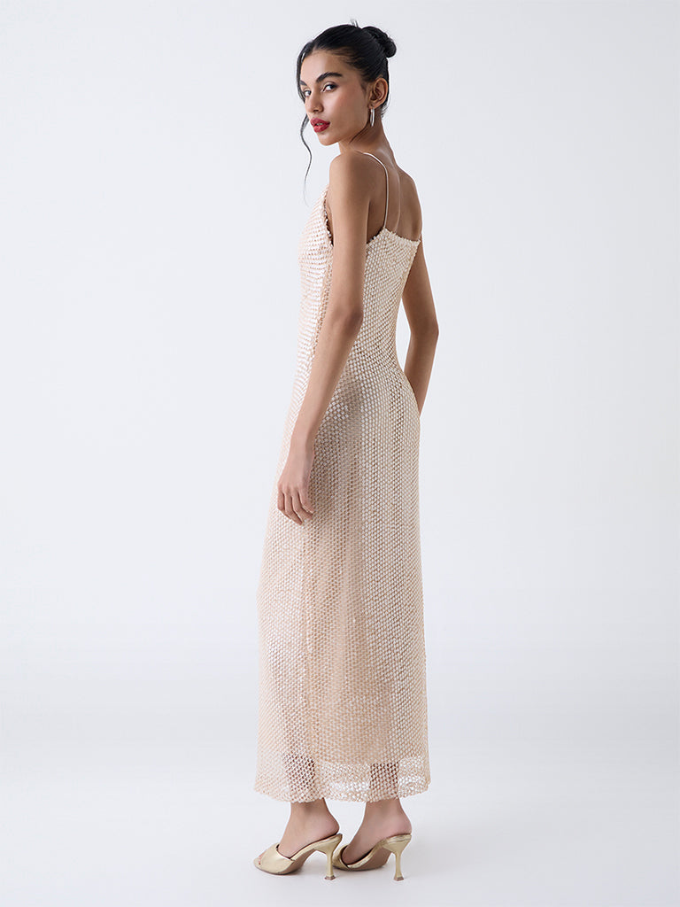 Nuon Gold Embellished Party Bodycon Dress