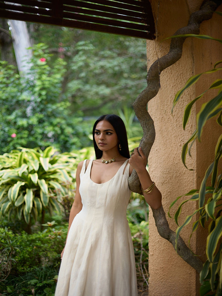 Solid Ivory Midi Dress