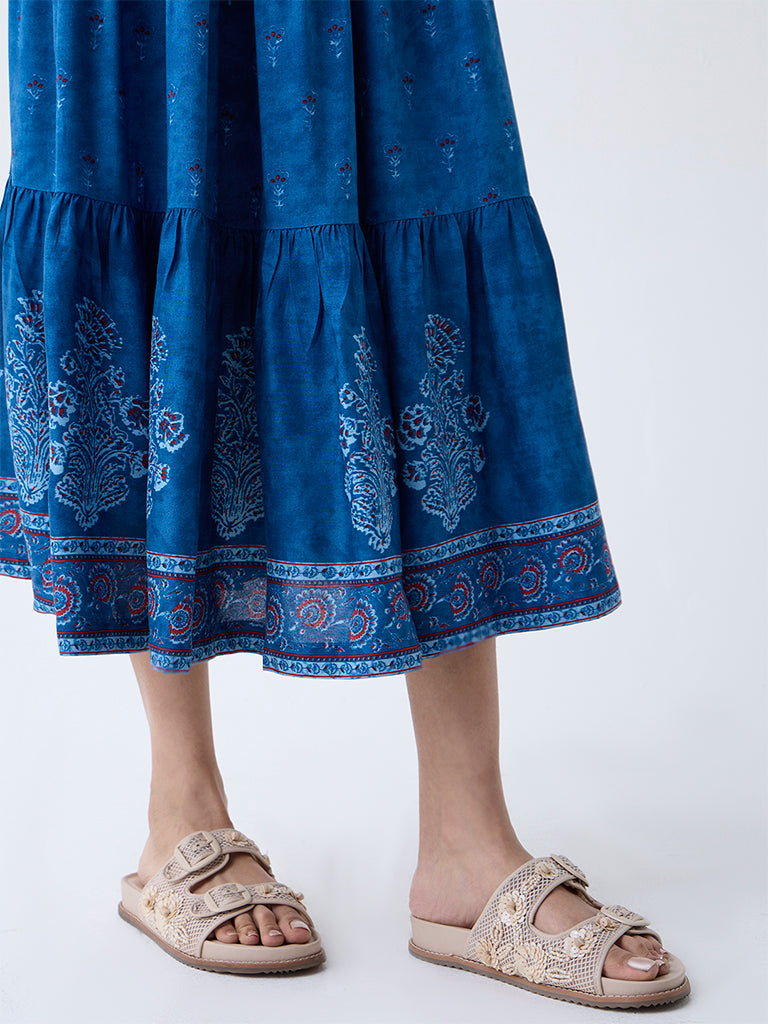 Buy Bombay Paisley Blue Floral Pattern Tiered Dress from Westside
