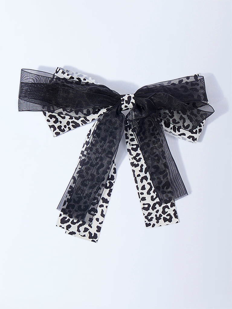 Westside Accessories Black Animal Printed Bow Clip