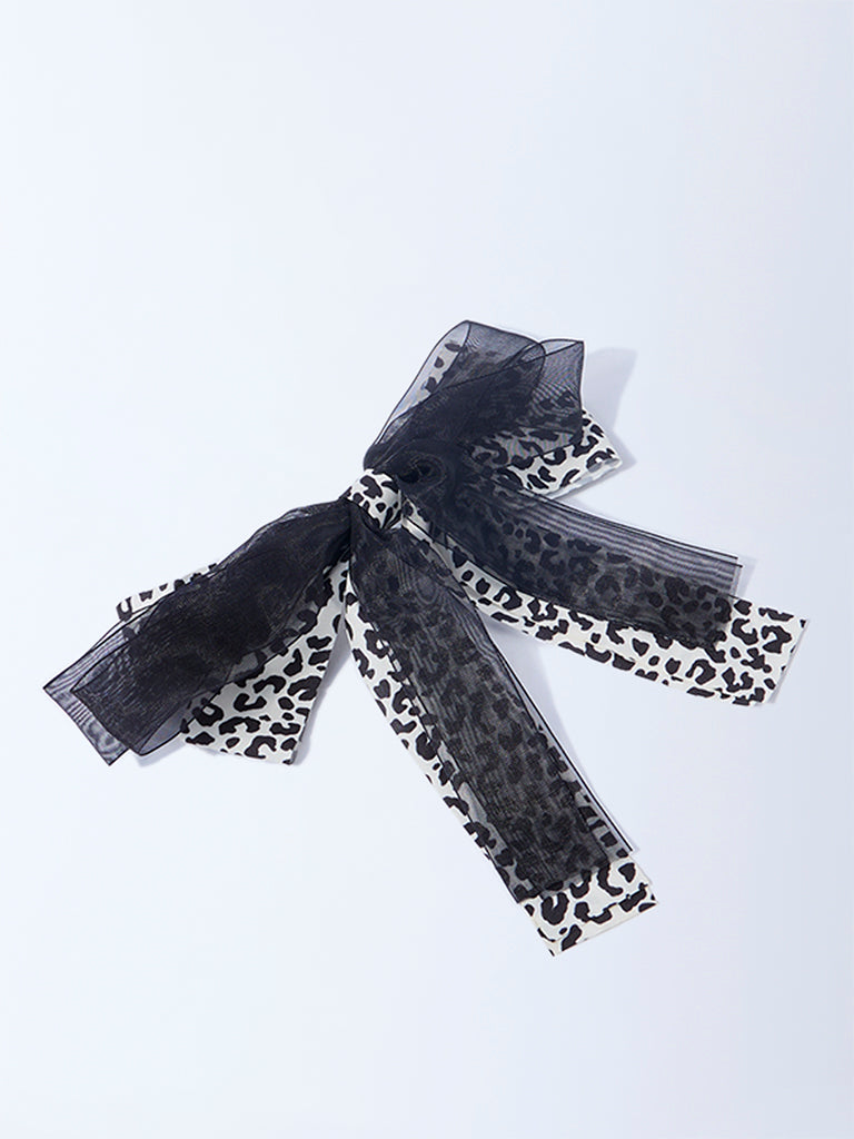 Westside Accessories Black Animal Printed Bow Clip
