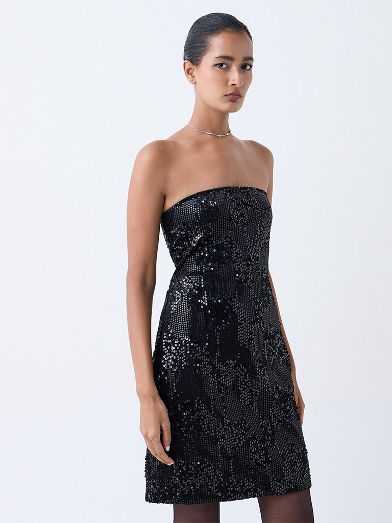 Wardrobe Black Embellished Tube Dress