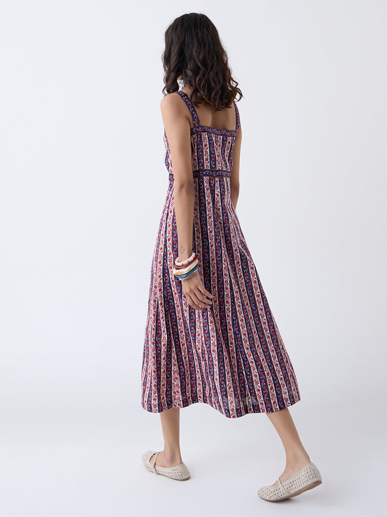 Bombay Paisley Multicolour Floral Cotton A-Line Dress